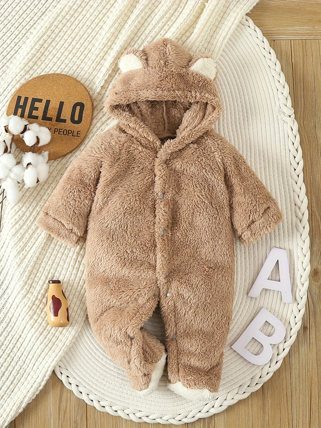 Grenouillère bébé en polaire à capuche animalière — LUEA