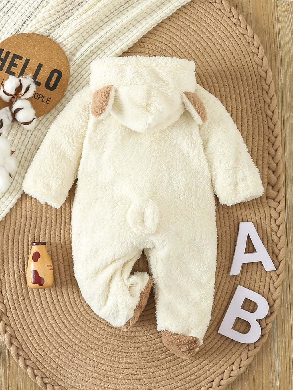 Grenouillère bébé en polaire à capuche animalière — LUEA