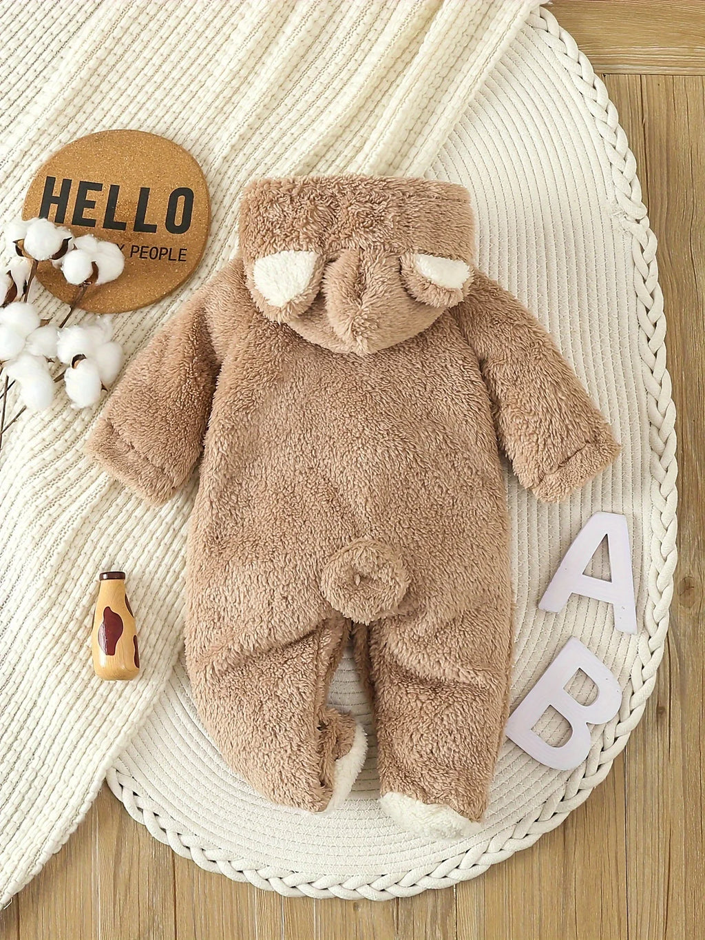 Grenouillère bébé en polaire à capuche animalière — LUEA