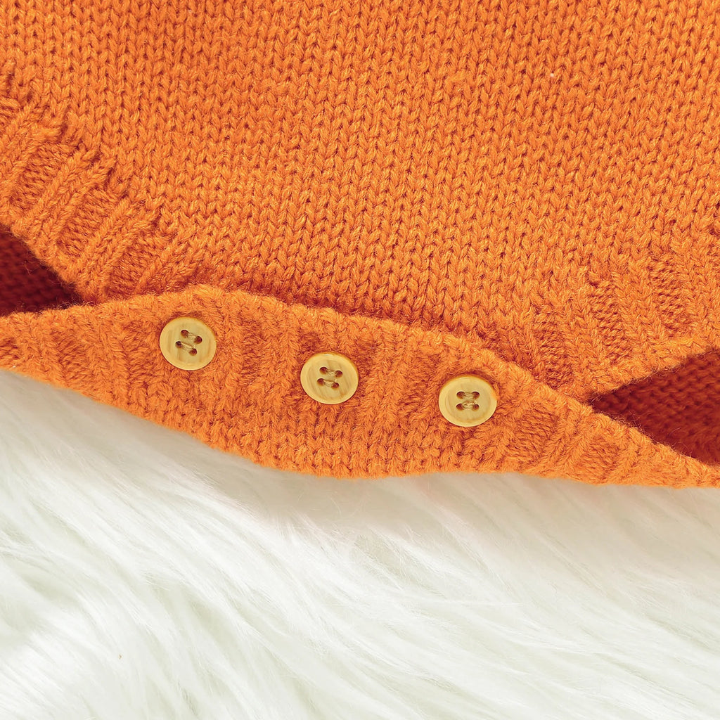 Body bébé tricot citrouille brodée, tenue d'automne – vue 6