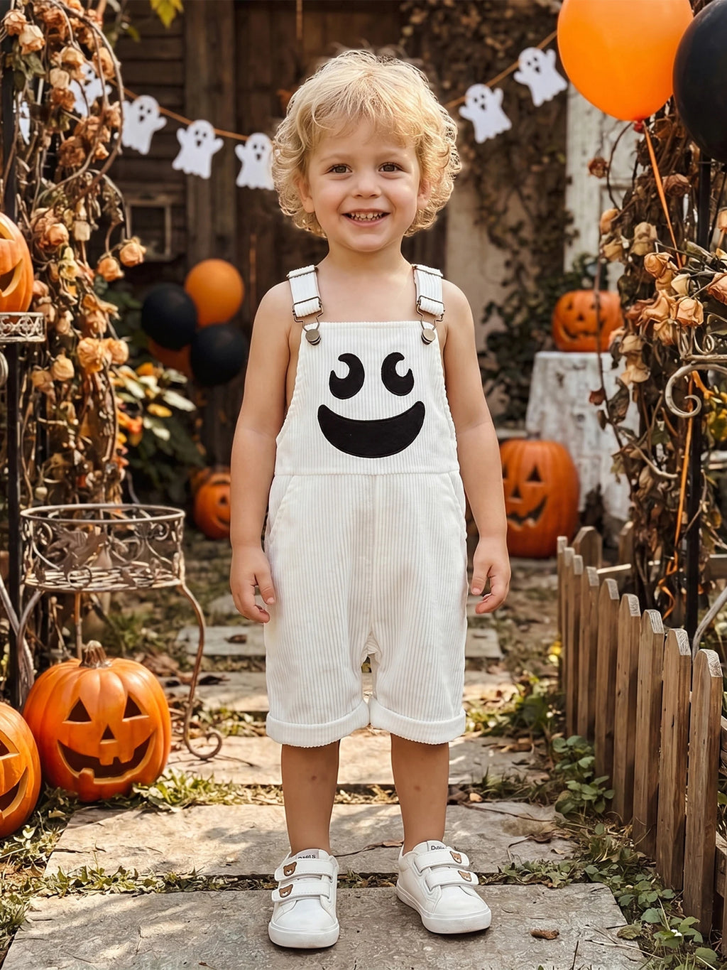 Salopette bébé citrouille ou fantôme côtelée, déguisement Halloween – vue 10