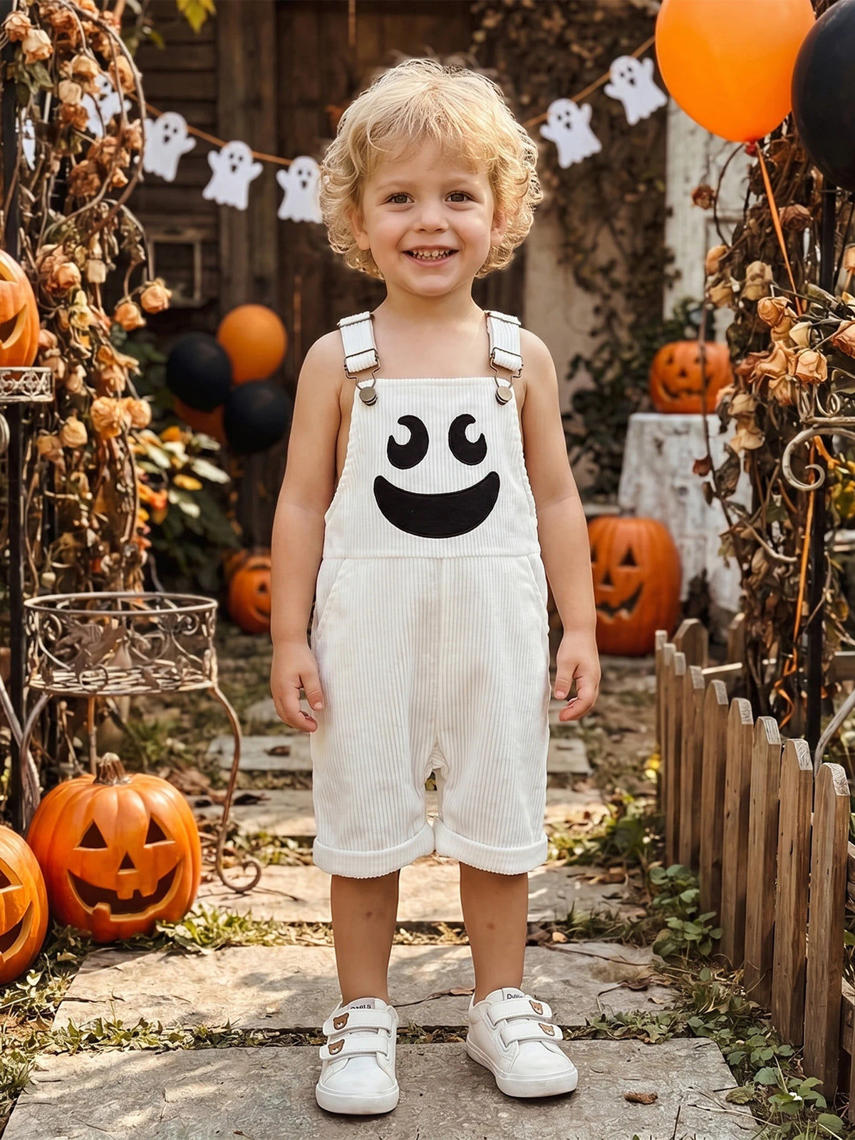 Salopette bébé citrouille ou fantôme côtelée, déguisement Halloween – vue 10