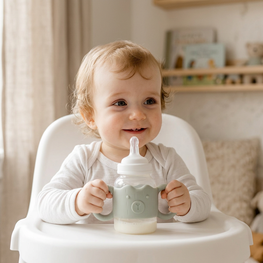 Poignée Biberon en Silicone – Bébé Boit en Autonomie