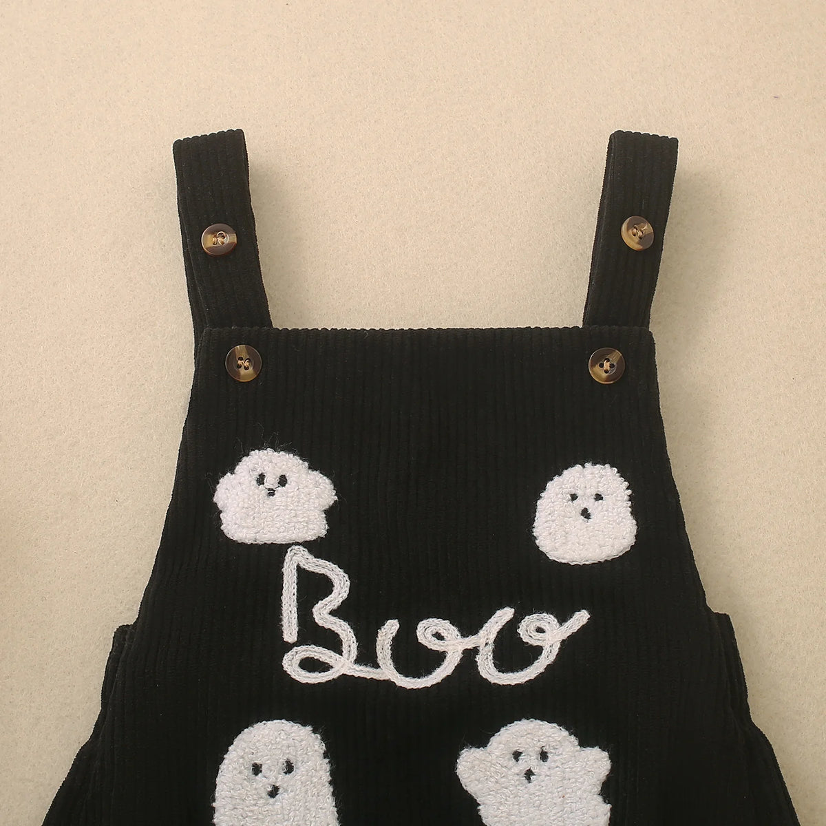 Salopette bébé velours brodée fantôme Boo, Halloween – vue 3
