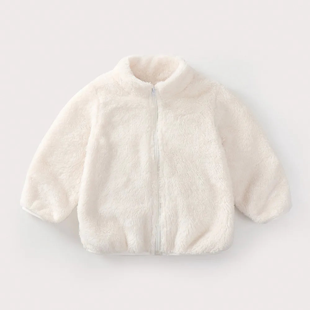 Manteau bébé peluche chaud à capuche, automne-hiver – vue 2