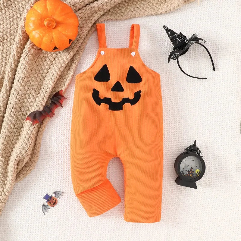 Salopette bébé citrouille en velours côtelé, déguisement Halloween – vue 2