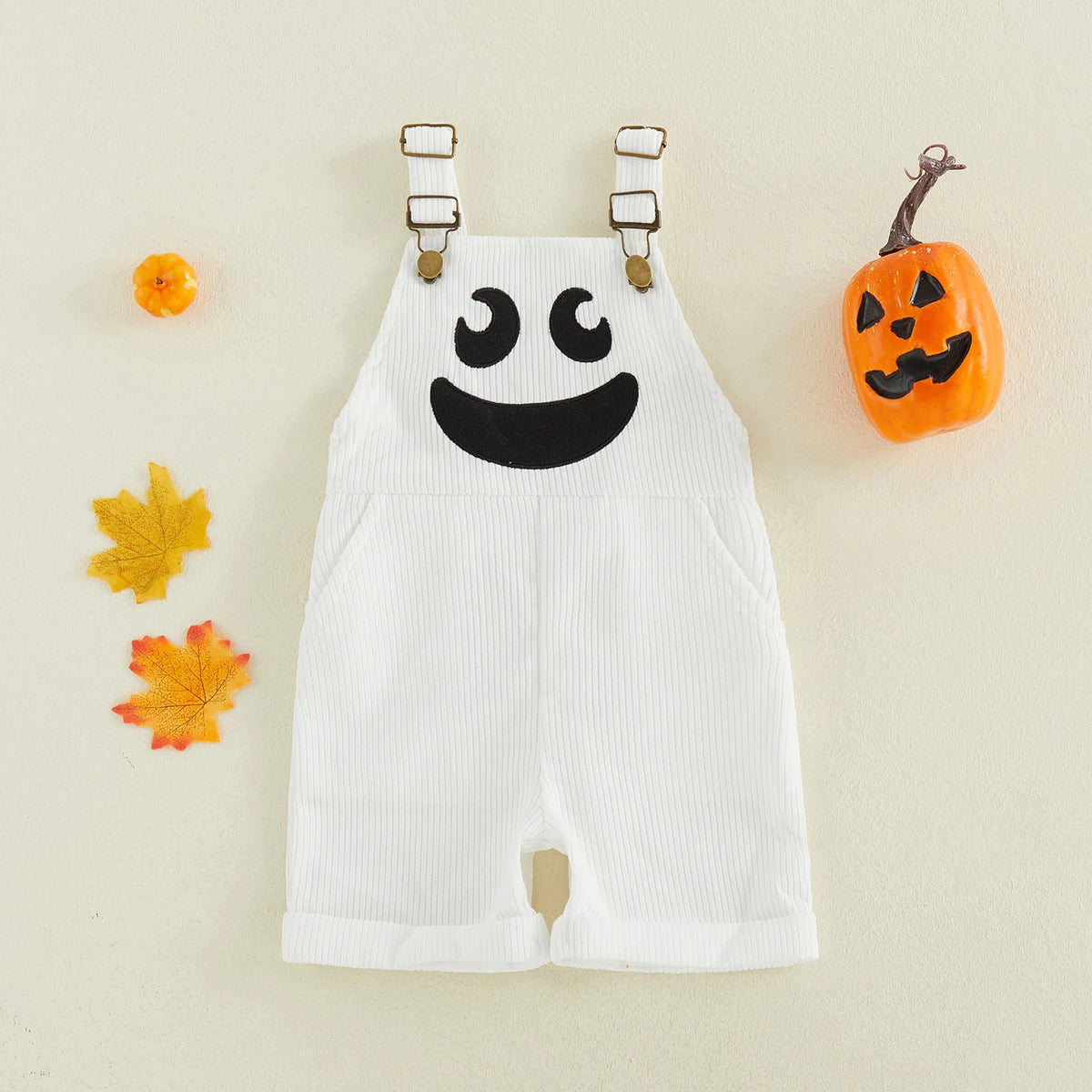 Salopette bébé citrouille ou fantôme côtelée, déguisement Halloween – vue 2