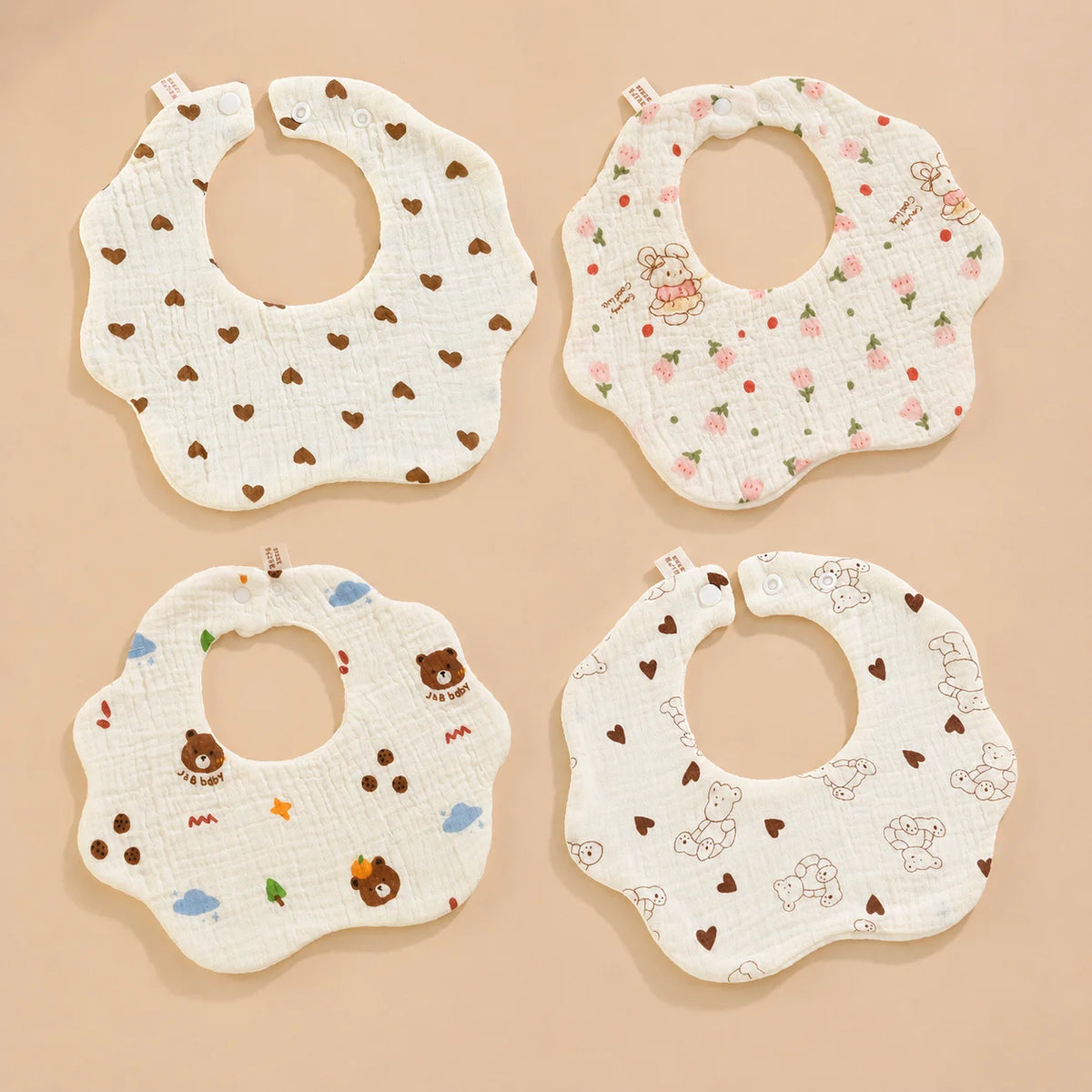Lot de 4 bavoirs bébé imperméables à boutons-pression – vue 20