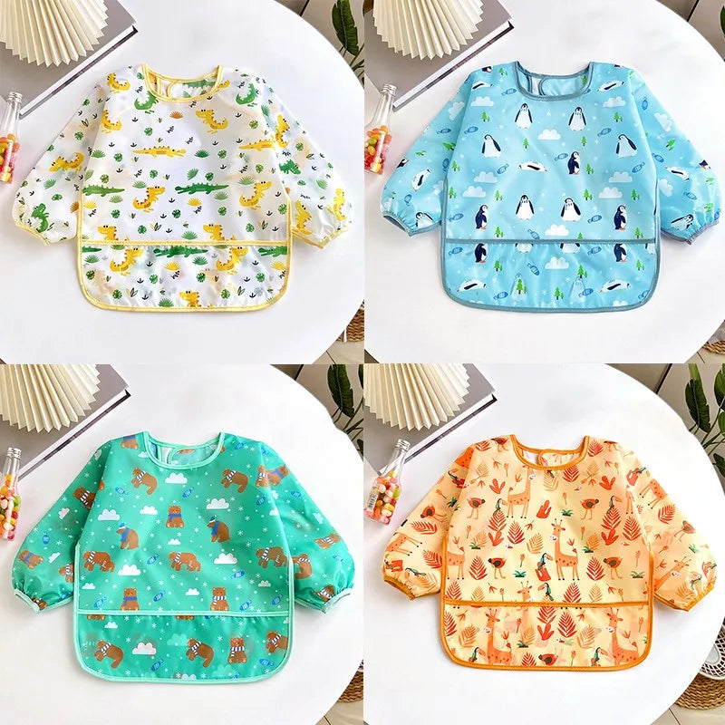 Bavoir bébé imperméable à manches longues, motifs colorés – vue 1