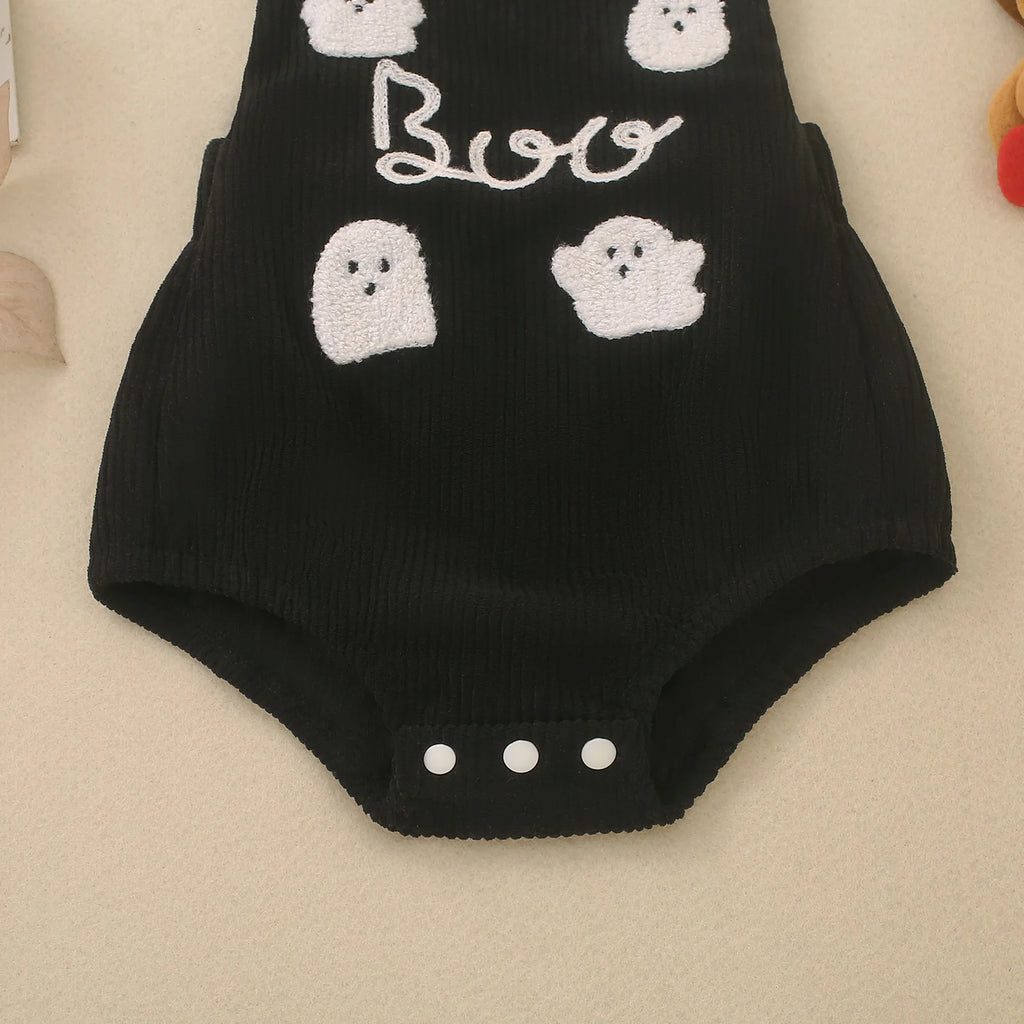 Salopette bébé velours brodée fantôme Boo, Halloween – vue 4