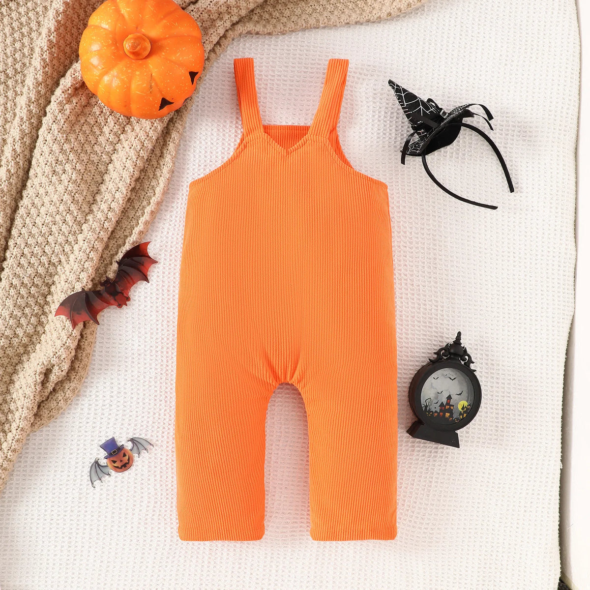 Salopette bébé citrouille en velours côtelé, déguisement Halloween – vue 7