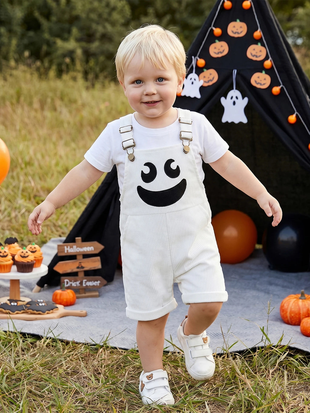 Salopette bébé citrouille ou fantôme côtelée, déguisement Halloween – vue 11