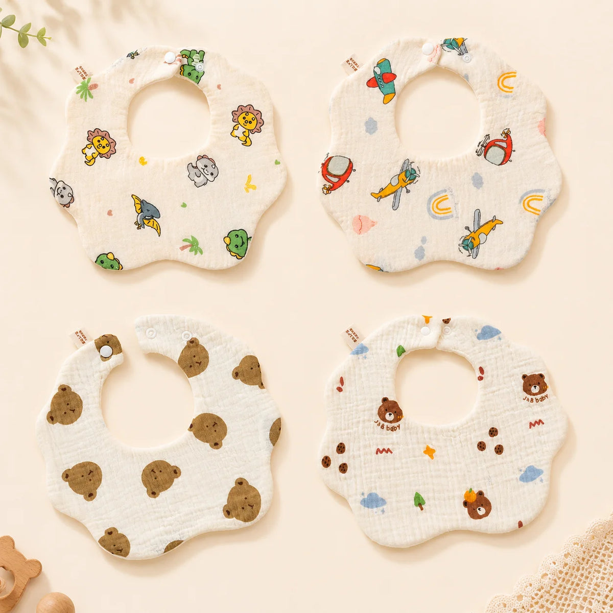 Lot de 4 bavoirs bébé imperméables à boutons-pression – vue 18