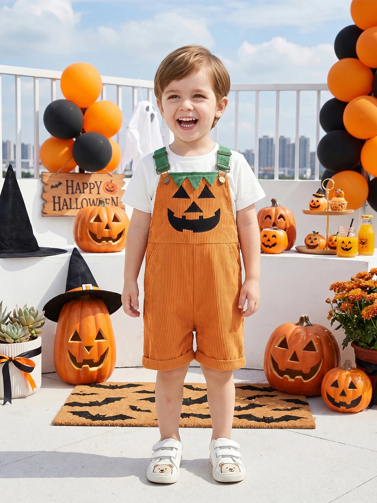 Salopette bébé citrouille ou fantôme côtelée, déguisement Halloween – vue 16