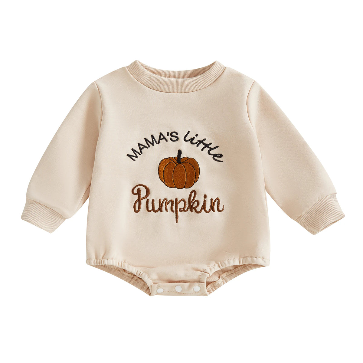 Combinaison bébé sweat brodée citrouille, tenue d'automne – vue 1