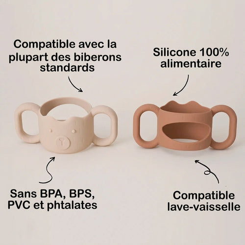 Poignée Biberon en Silicone – Bébé Boit en Autonomie