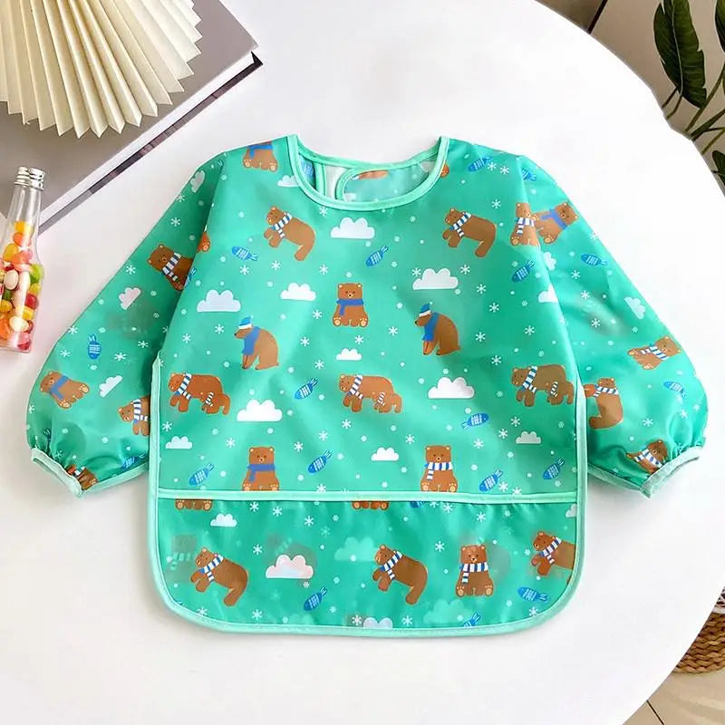Bavoir bébé imperméable à manches longues, motifs colorés – vue 19