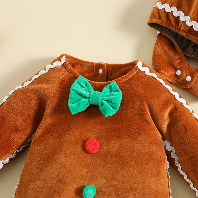 Combinaison bébé pain d'épices avec bonnet — déguisement de Noël LUEA