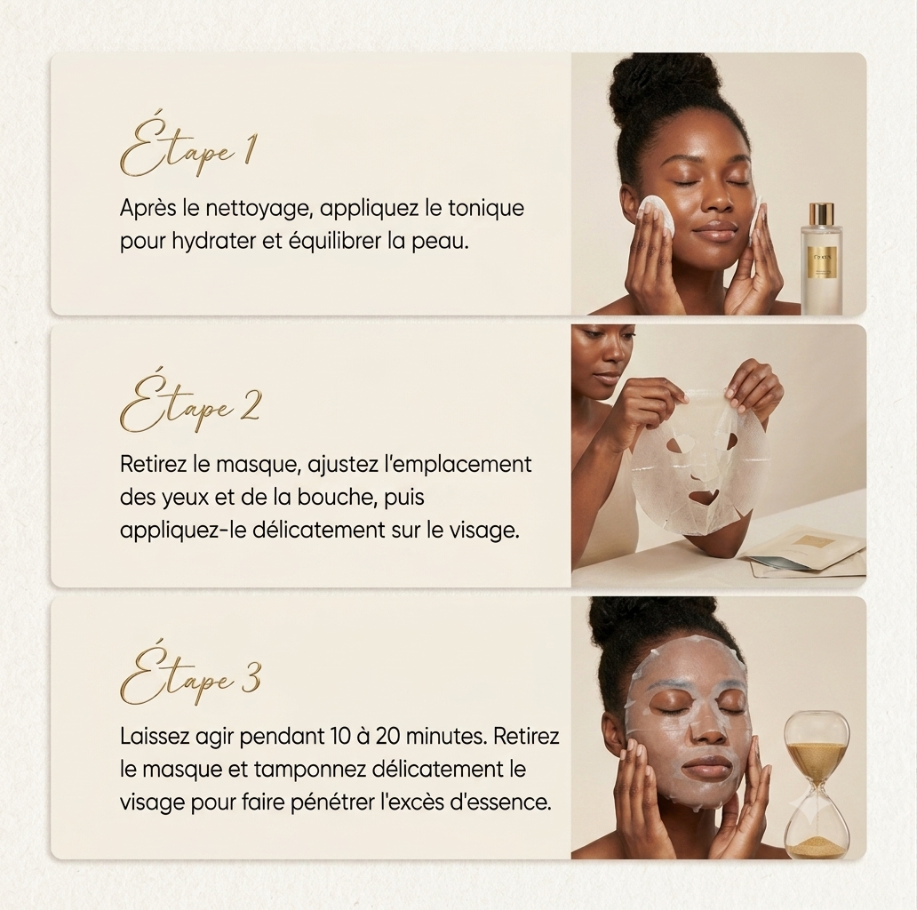 Rituel skincare LUÉA — masque visage escargot et collagène, lot de 20